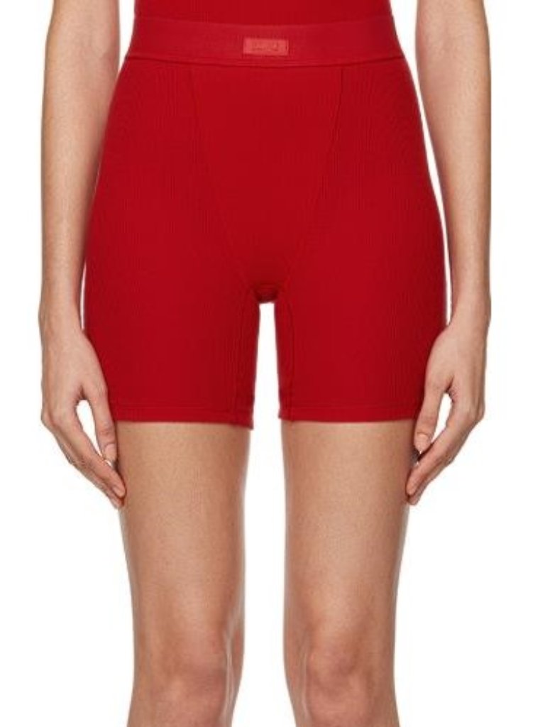 Skims Women's Cotton Rib Boxer Size S In Cranberry